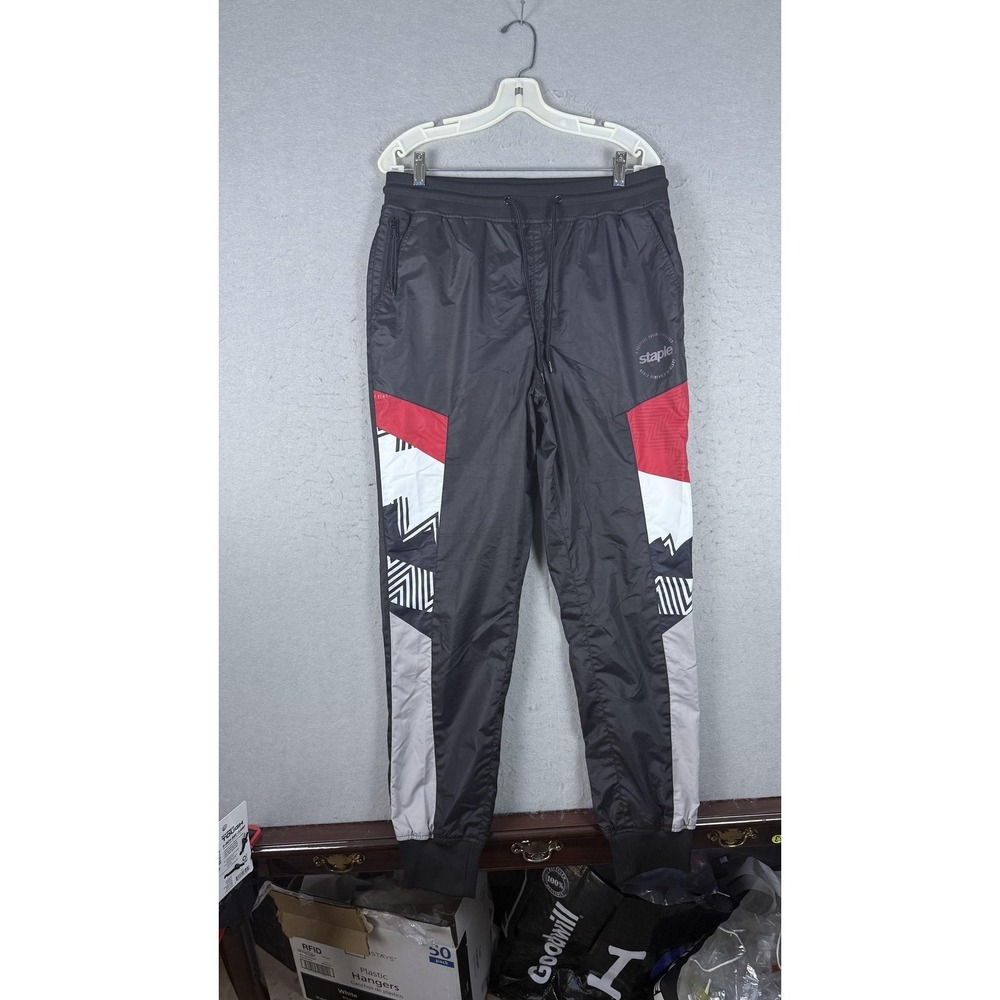 Staple Pigeon Pants‎ Mens Medium Black Gray Track Joggers Colorblock Streetwear